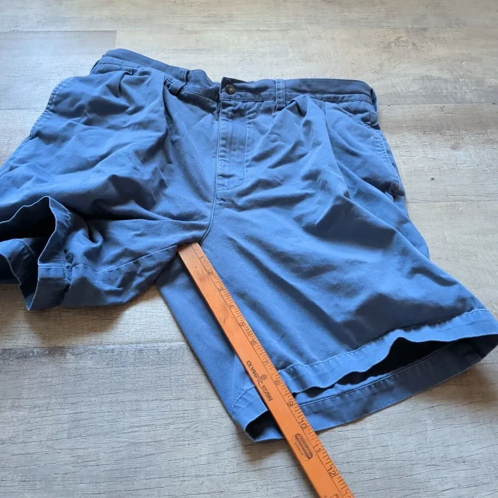 ​Polo Ralph Lauren Tyler Shorts Mens Size 34 Blue Chino Pleated 100% Cotton
